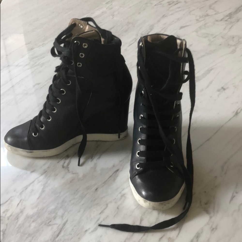 See by Chloe platform wedge sneaker navy